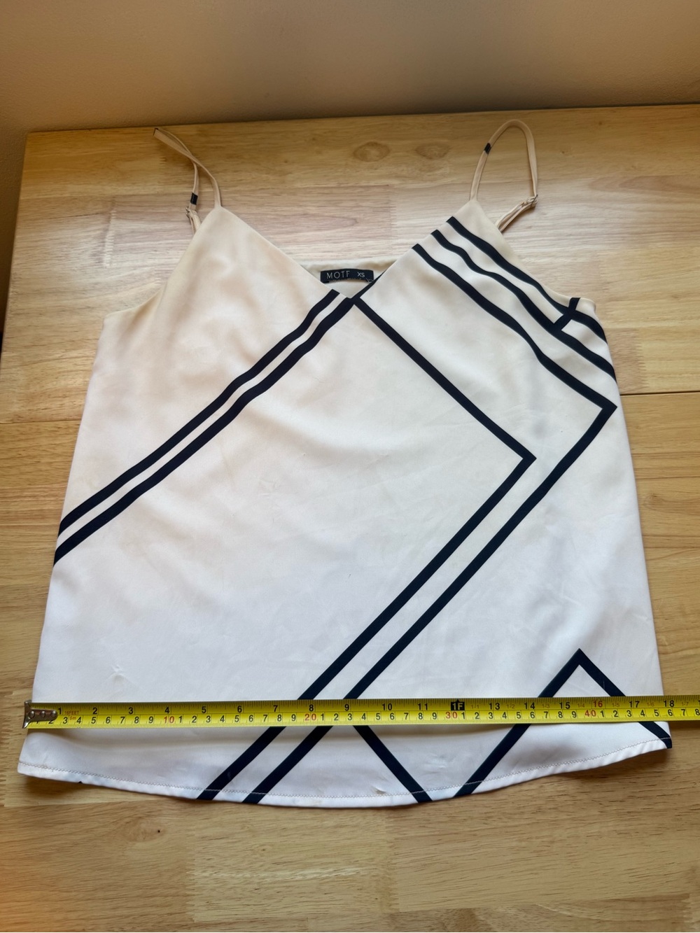 Cream Cami with Black Geometric Stripes